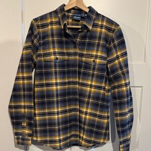 Indian Women’s Navy and Yellow Plaid Button-Down Shirt